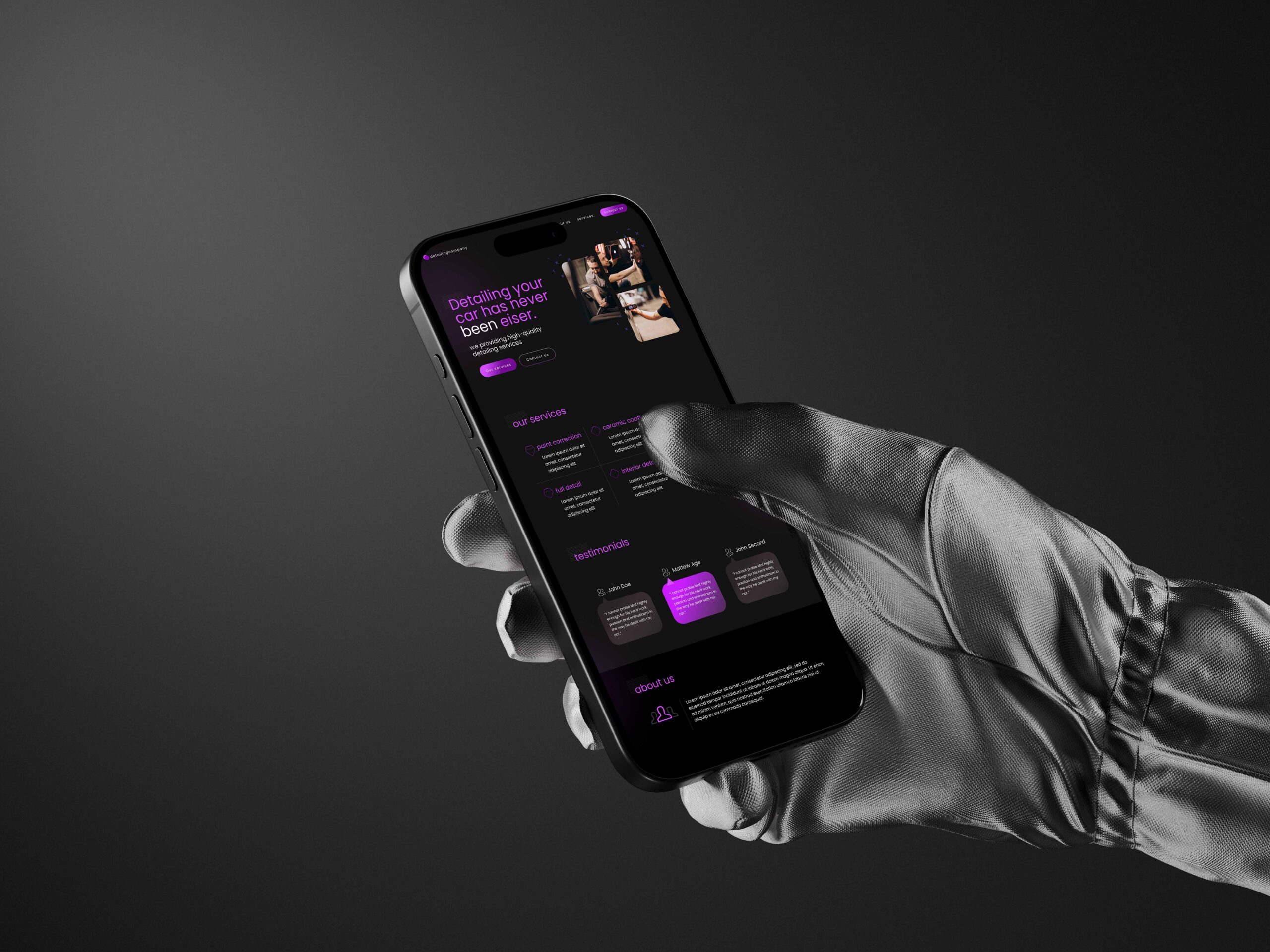 Detailing Company – Responsive Website Design mobile mode by Zubayer