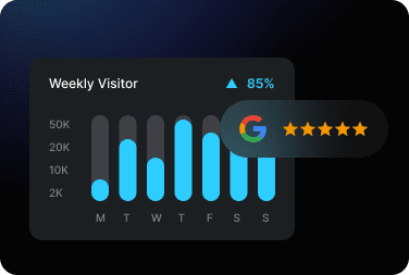 Digital marketing illustration with analytics, growth chart, and SEO icons